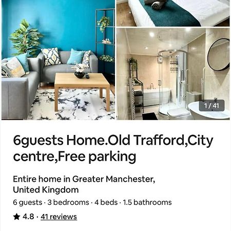6 Guests House Old Trafford,Media City,City Centre, Free Parking Mánchester Exterior foto